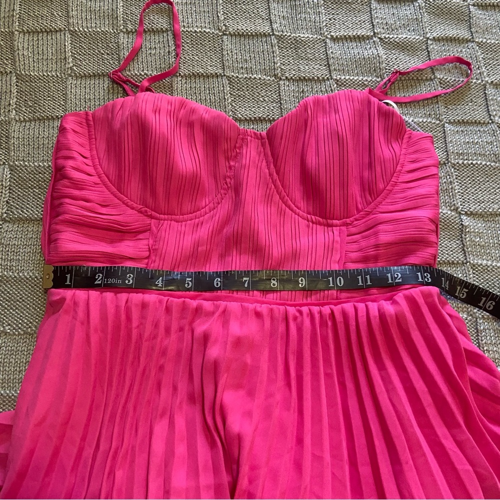 Lulus Cascading Crush Hot Pink Tiered Bustier Midi Dress - Picture 8 of 15
